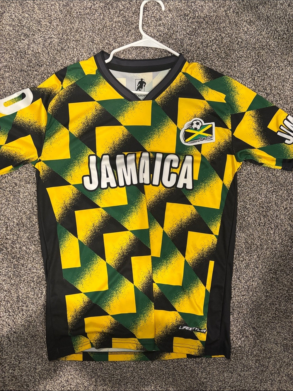 adidas Jamaica Yellow Green Black Graphic Soccer Jersey